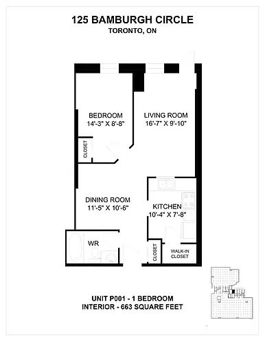 Floor plan 1 Bedroom 1 Bed 1 Bath 2
