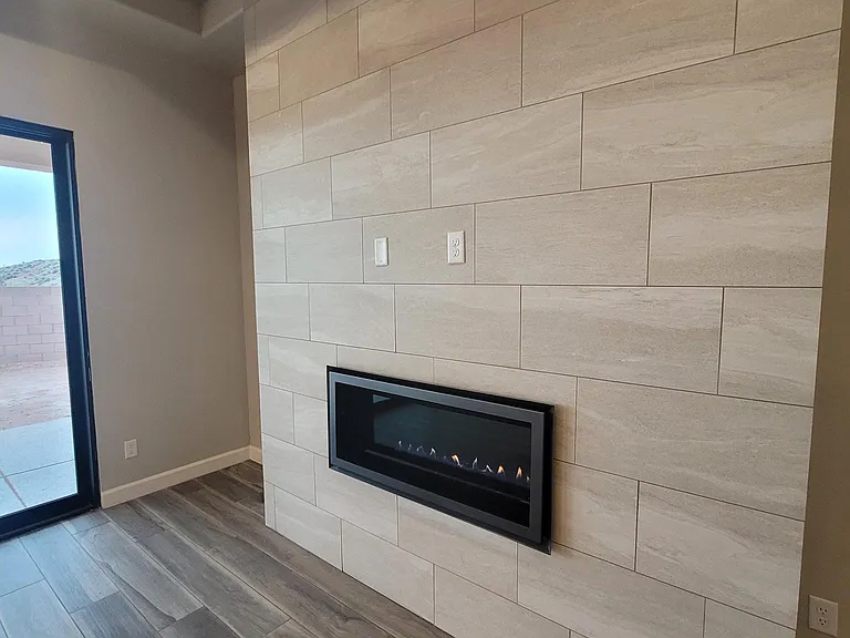 Contemporary fireplace, great for NM winters