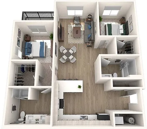 Floor plan 2x2 Bedroom C1-B