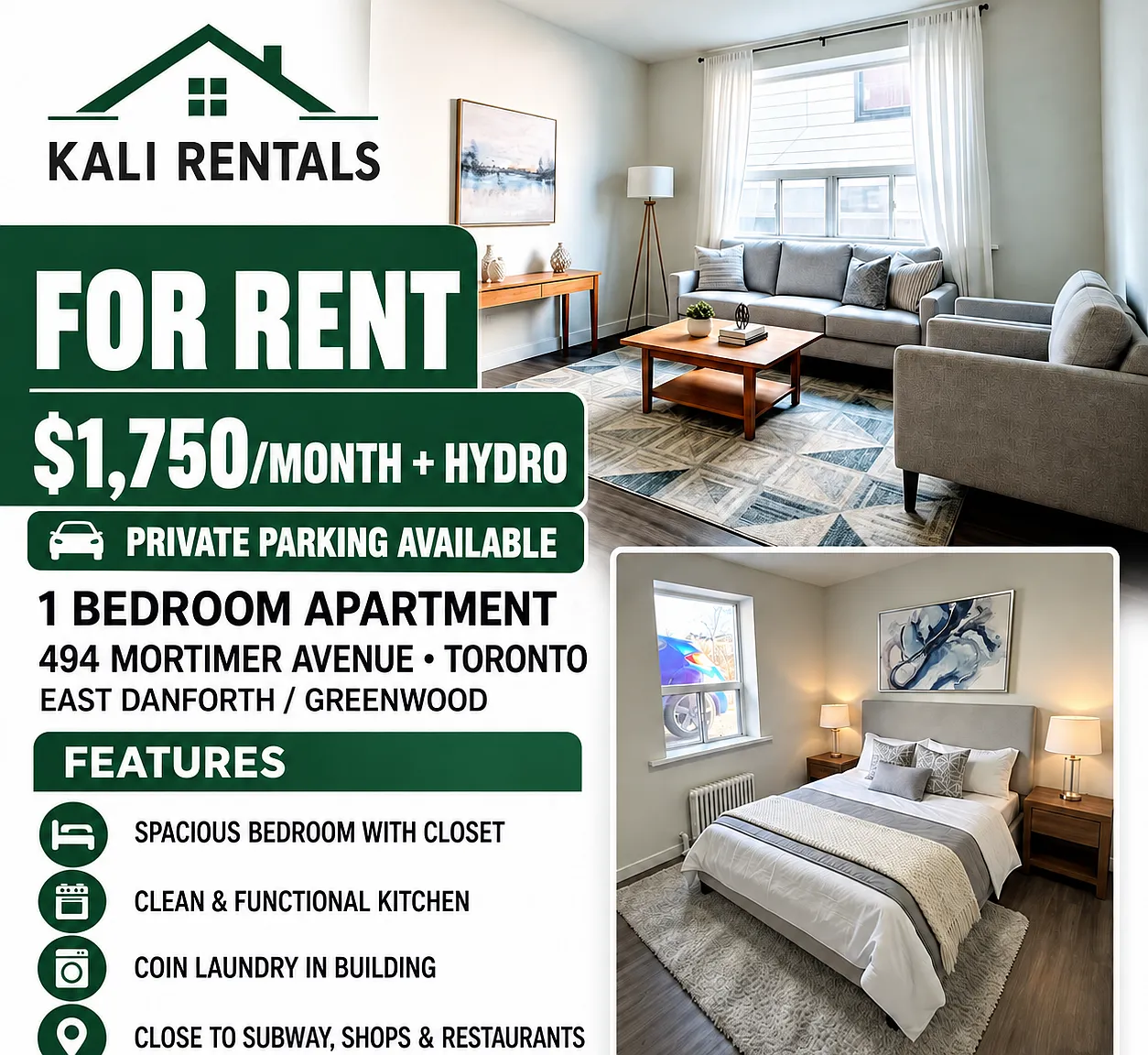 1 bed, 550 sqft, $1,750 — Photo 1