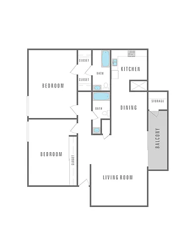 Floor plan 2 Bedroom 2 Bath