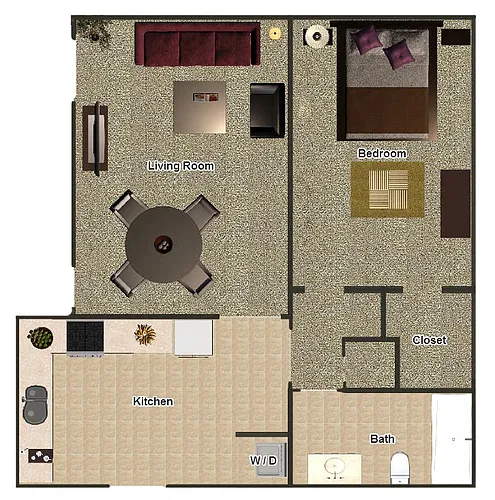 Floor plan 1 Bedroom / 1 Bathroom