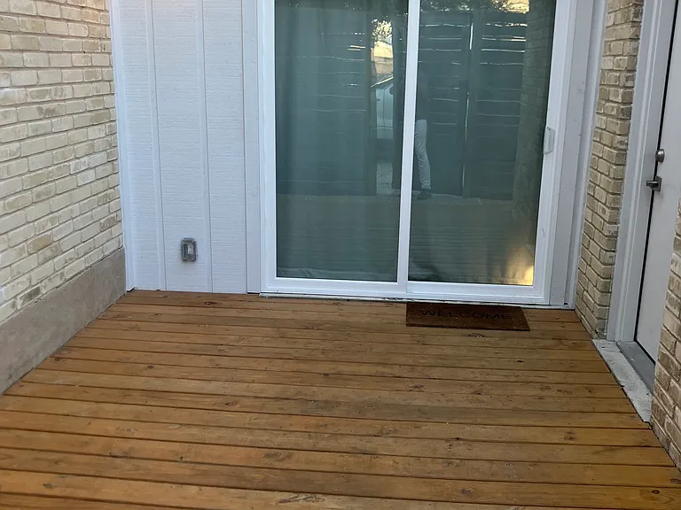 large patio out back with direct access to your parking.