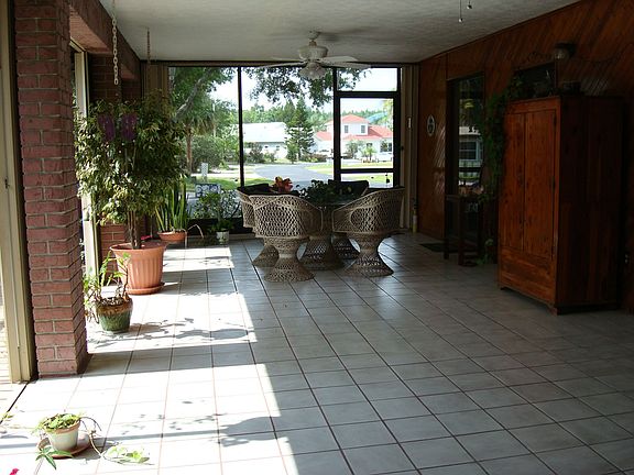 large tiled patio