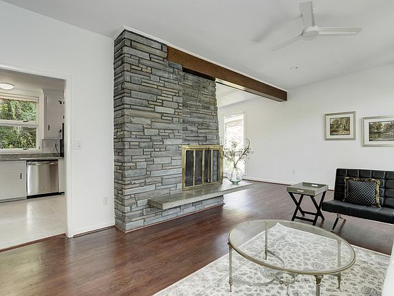 Living room showing entrance to kitchen