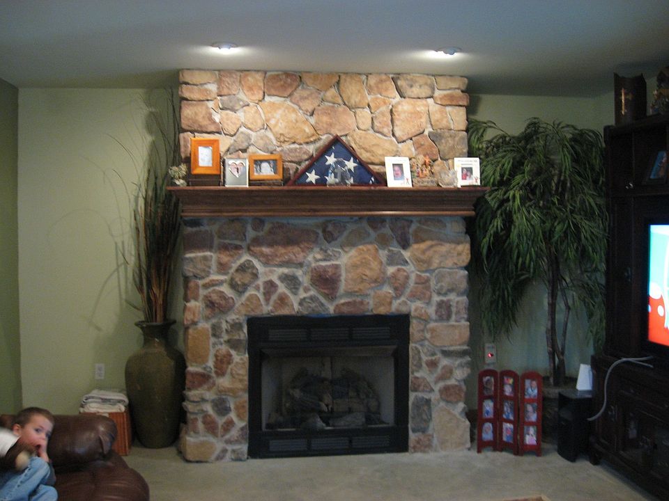 stone fireplace