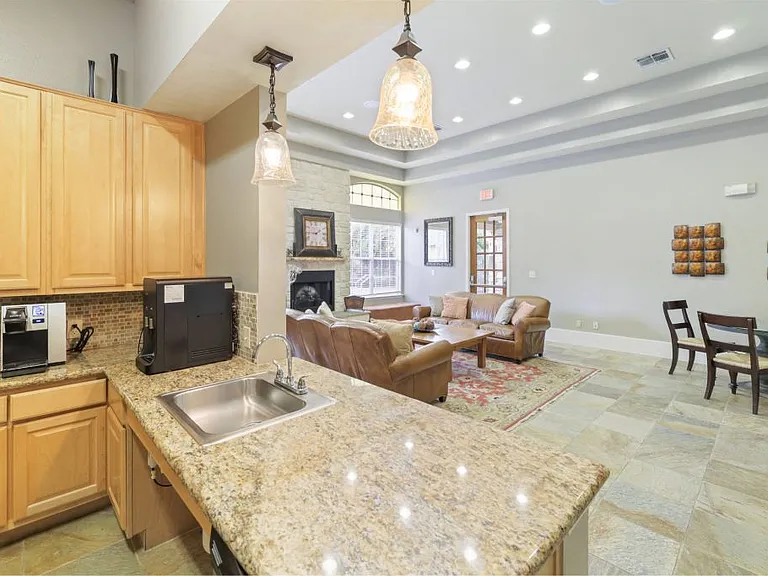 Modern clubhouse kitchen area at Stonehaven Apartments in Houston, TX