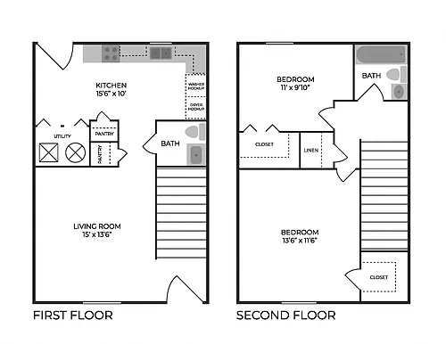 Floor plan 2 Bed Townhome with Basement