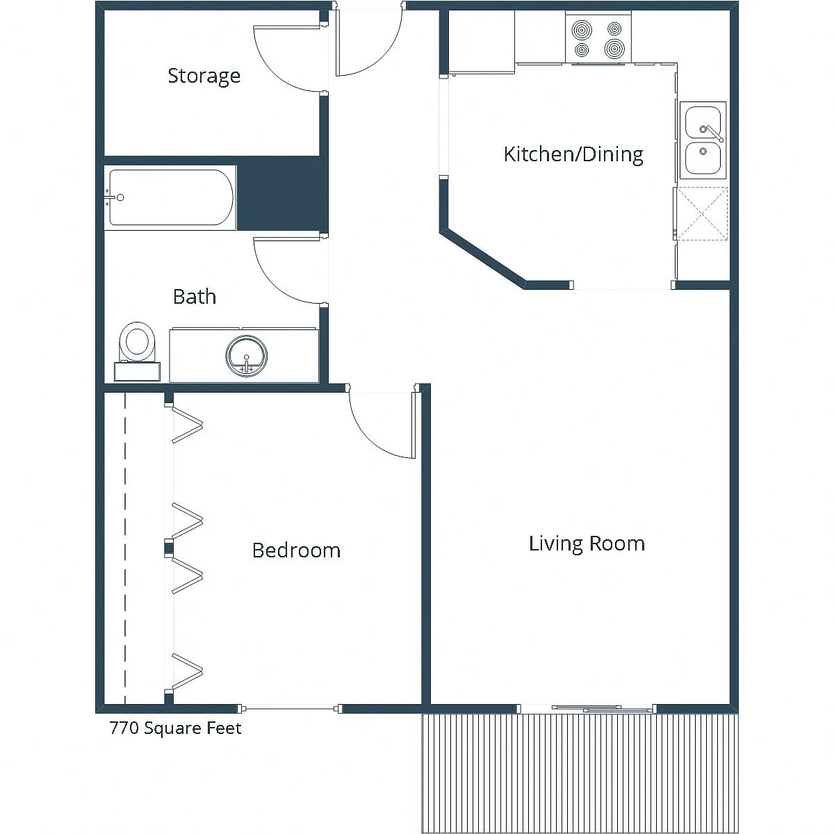 Floor plan One Bedroom 11B
