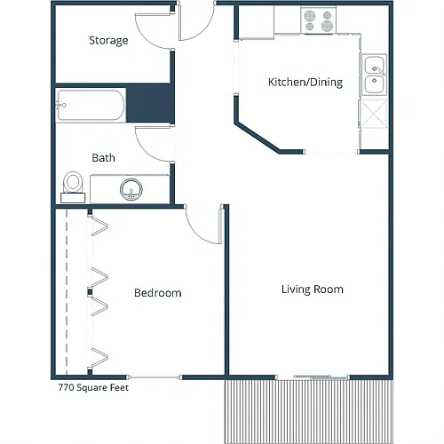 Floor plan One Bedroom 11B