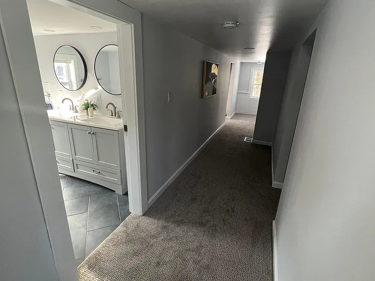 Brand new wall to wall carpet upstairs keeps the upstairs cozy and comfortable.