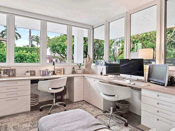 Office with ample work space for two people