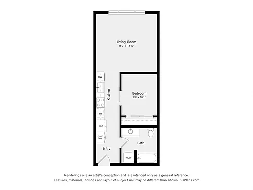 Floor plan Urban One Bedroom A02A