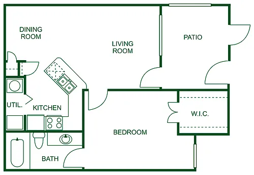 Floor plan One Bedroom One Bathroom-AHC 60