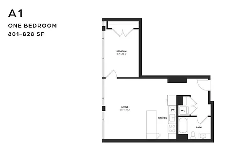 Floor plan A1 One Bedroom
