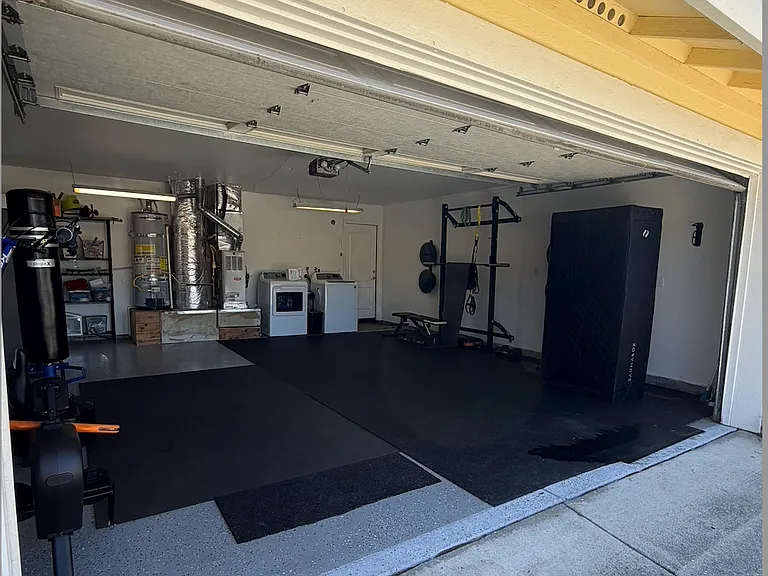The garage is perfect for a Home gym / Training area.