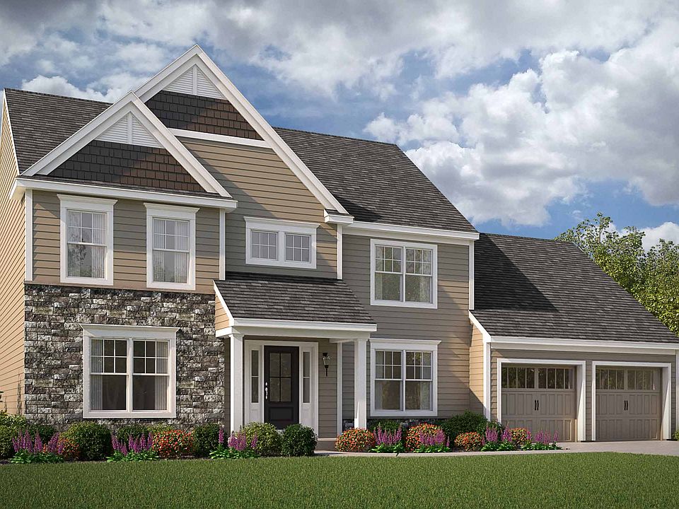 American Elevation shown with optional carriage style garage doors