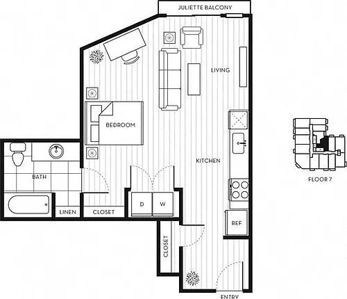 Floor plan Studio A - Type A