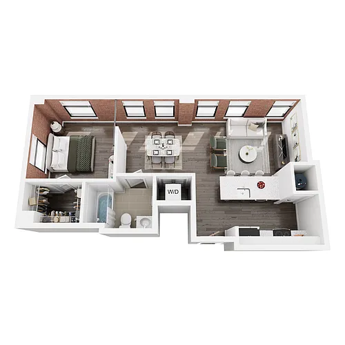 Floor plan The Springfield - 1 Bedroom, 1 Bath