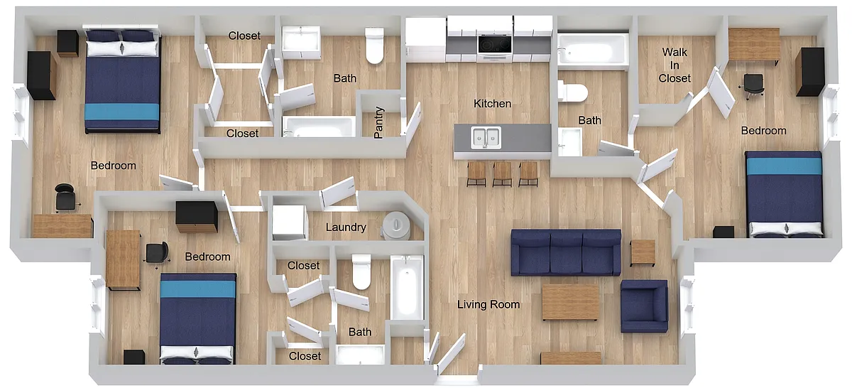 Floor plan Full Three Bedroom - B
