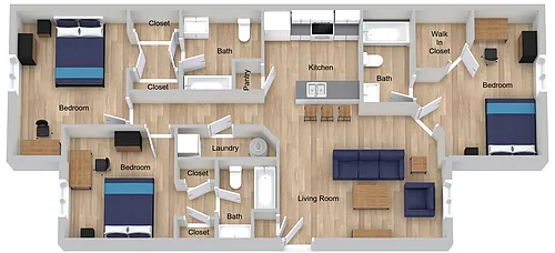 Floor plan Full Three Bedroom - B