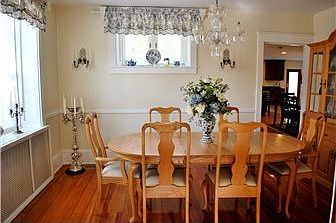 Formal dining room with chair rail trim