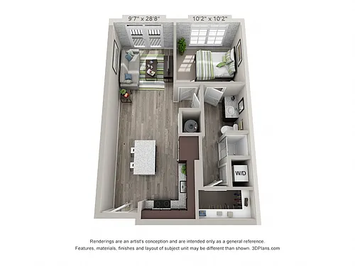 Floor plan 1 Bedroom D