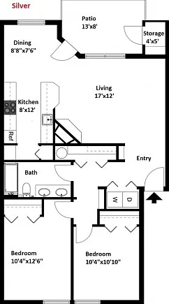 Silver - 2 Bedroom, 1 Bathroom Silver - 2 Bedroom, 1 Bathroom