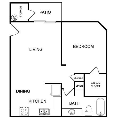 Floor plan 1 Bedroom 1 Bathroom Classic