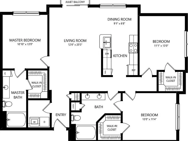 B-E1S floor plan Residences at The Triangle
