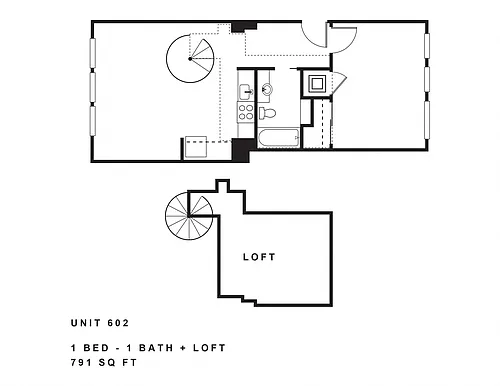 Floor plan 1 Bedroom With Loft