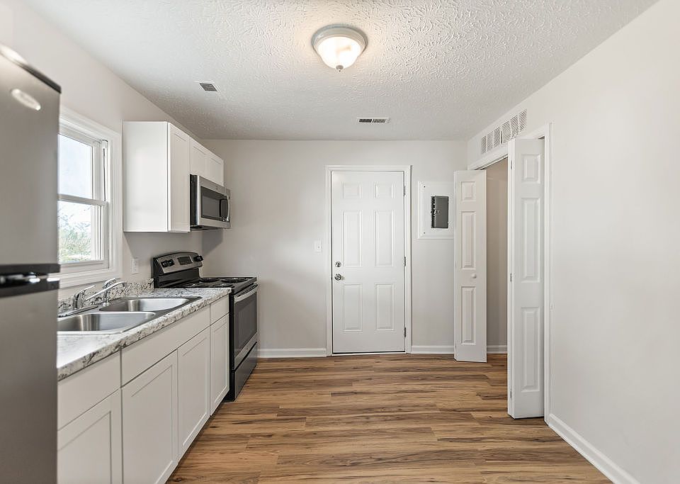Kitchen facing back porch door