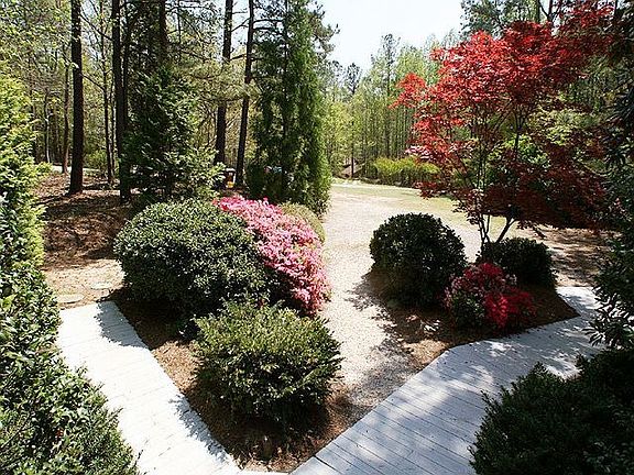 View from the front porch with the azelias in full bloom