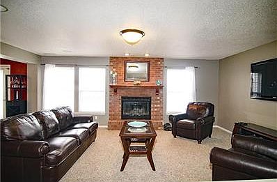 This fireplace is a great focal point for the great room.