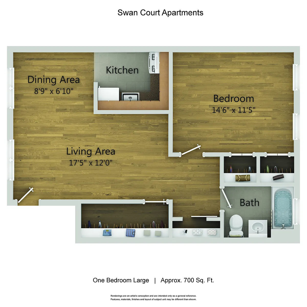 Floor plan One Bedroom - Large