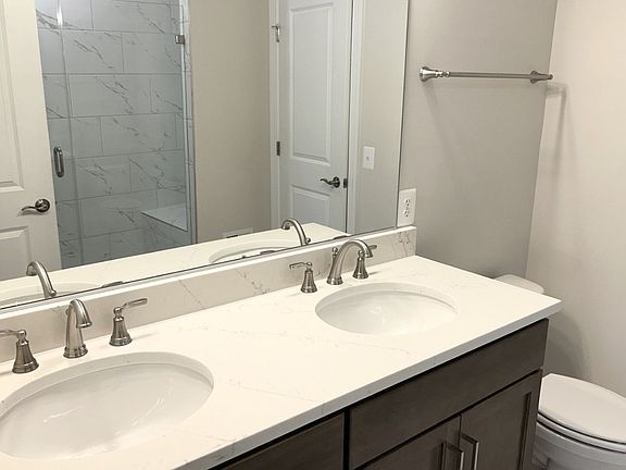 The primary bathroom of the Northgate on homesite 1103 at Hiatt Pointe at Snowden Bridge.