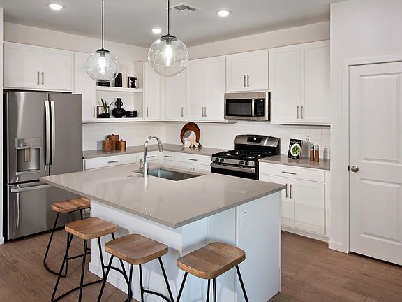 Kitchen with pendant lighting