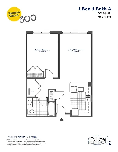 Floor plan 1 Bed 1 Bath A