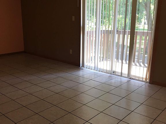 Looking out the living area onto small deck