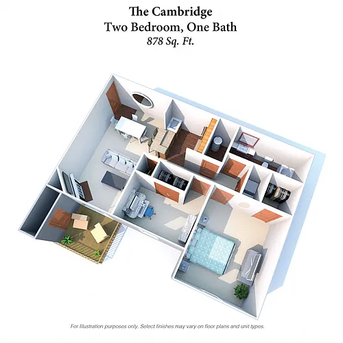 Floor plan The Cambridge: 2 Bed, 1 Bath