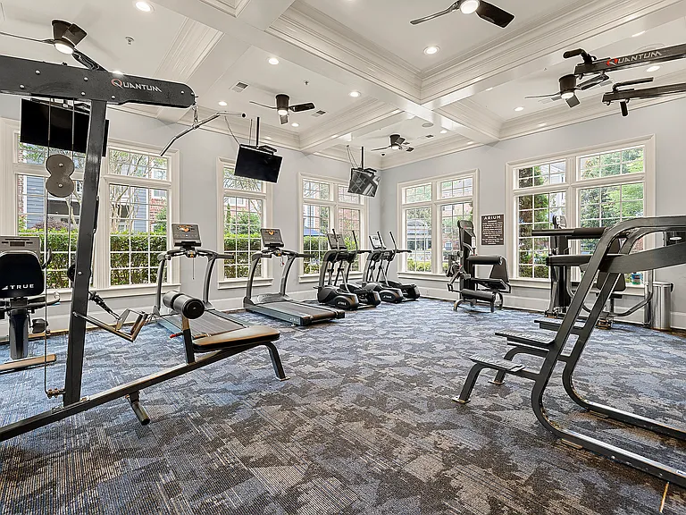 Stay active with a fully equipped fitness center right at home.