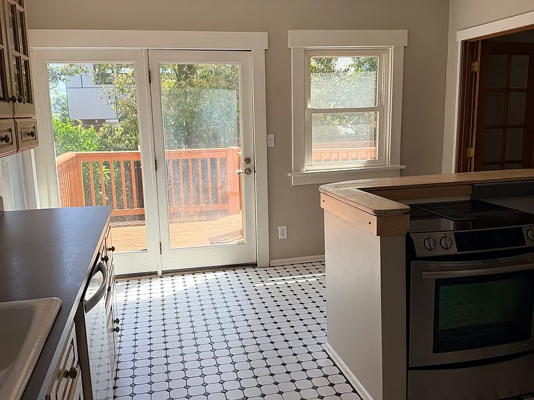 kitchen with bar lights