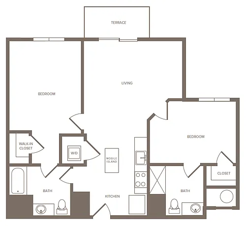 Floor plan 2 Bed/2 Bath-F