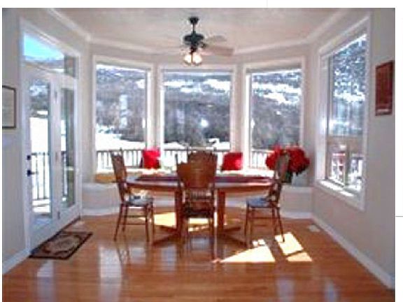 Breakfast nook with hill view
