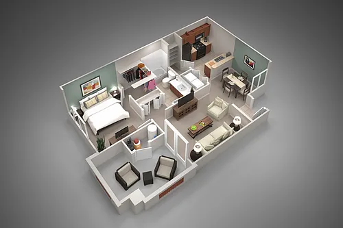 Floor plan One Bedroom/One Bath