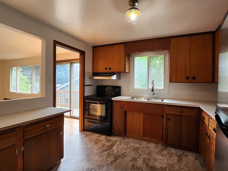 Newer low maintenance flooring in the kitchen.