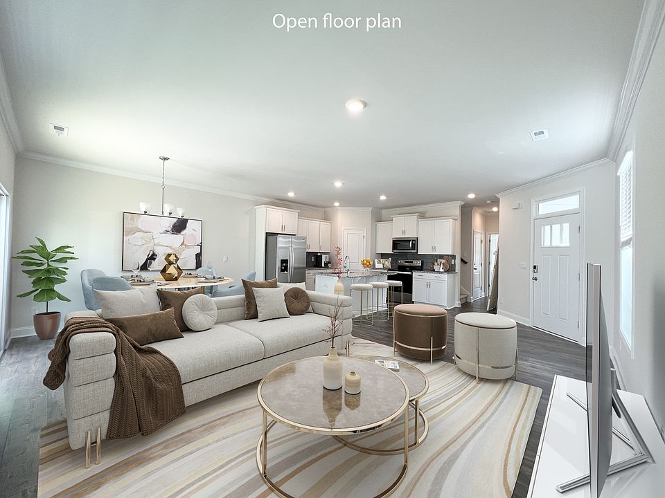 Living and dining areas virtually staged to show scope of size and space.