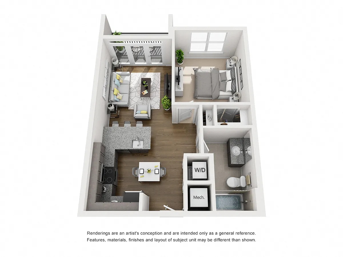 Floor plan Floor Plan B One Bedroom / One Bath w/Balcony