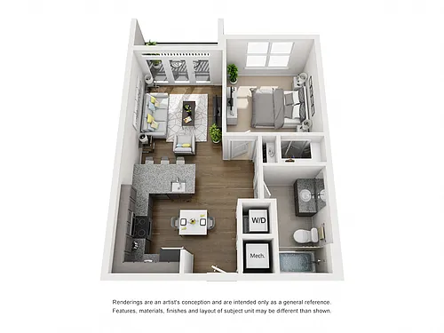 Floor plan Floor Plan B One Bedroom / One Bath w/Balcony