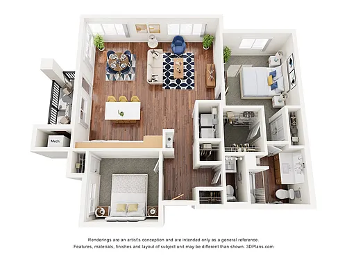 Floor plan Two Bedroom 2DAV - 70%
